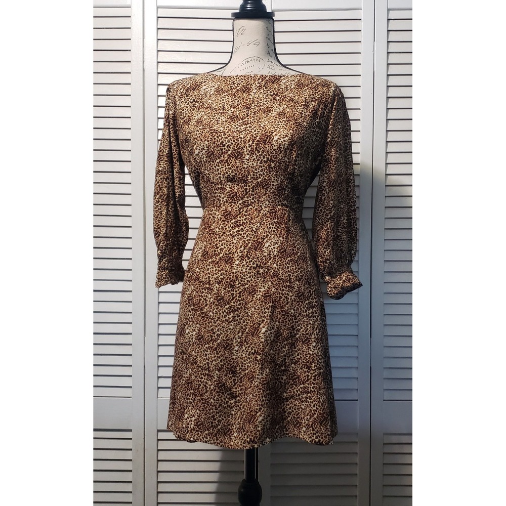 Faithfull the Brand Fontane Dress Size 6‎ Charlie Leopard Hand Dyed Open Back